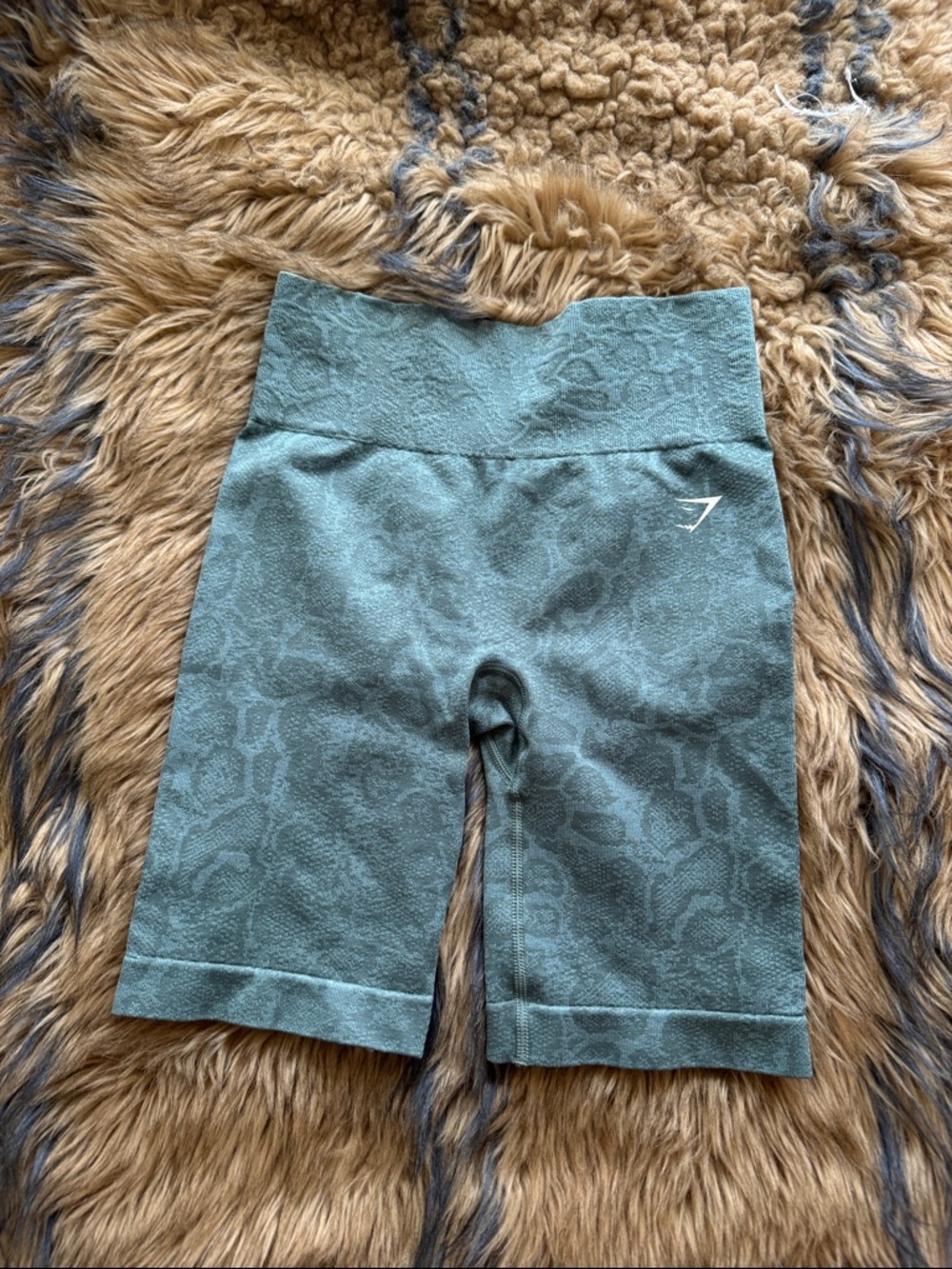 Gymshark Dusty Blue Seamless Snake-Print High-Waist Bike Shorts